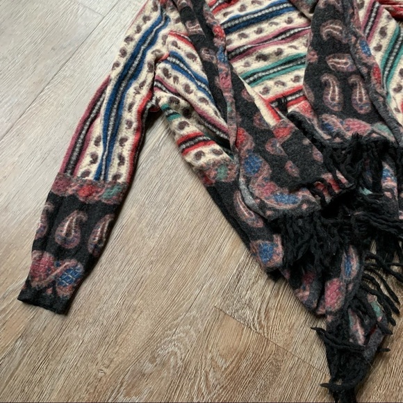 Anthropologie Guinevere Vinalhaven Boho Fringe Waterfall Cardigan Multicolor S - Picture 3 of 10
